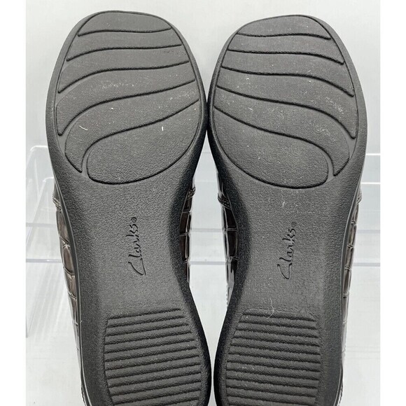 Clarks Crocodile Embossed Gael Loafer Shoes Size 8.5M Womens Brown Stretch Sides - Picture 10 of 12